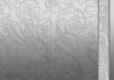 Silver Flowers Swirls and Spots Embossed with Border