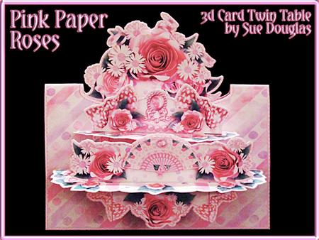 3D Card Kit Twin Table Pink Paper Roses