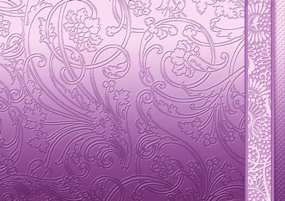 Purple Flowers Swirls and Spots Embossed with Border