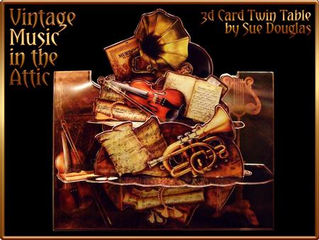 3D Card Kit Twin Table Vintage Music in the Attic
