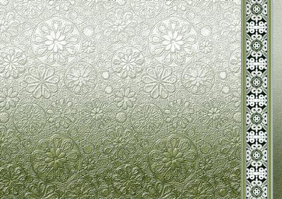 Grey Green Metallic Floral Embossed with Border Paper