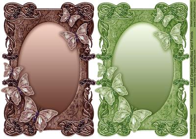 Chocolate and Leaf Green Butterflies Card Fronts