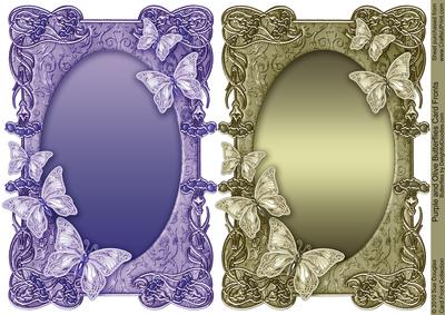 Purple and Olive Butterflies Card Fronts