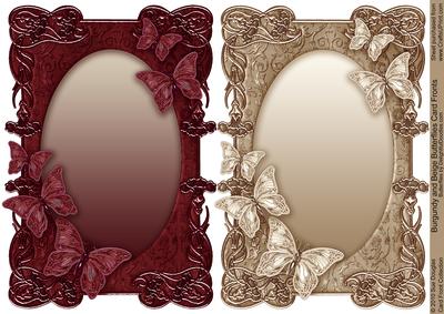 Burgundy and Beige Butterflies Card Fronts