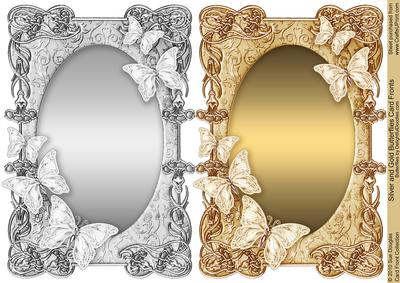Silver and Gold Butterflies Card Fronts