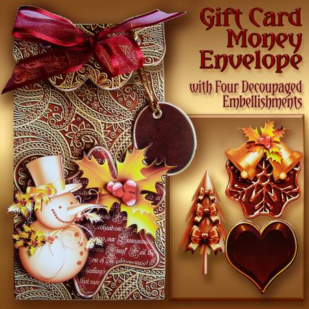 Burgundy Paisley Gift Envelope Christmas Decoupage