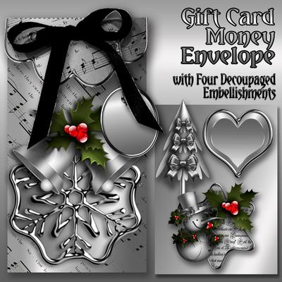 Silent Night Gift Envelope with Christmas Decoupage