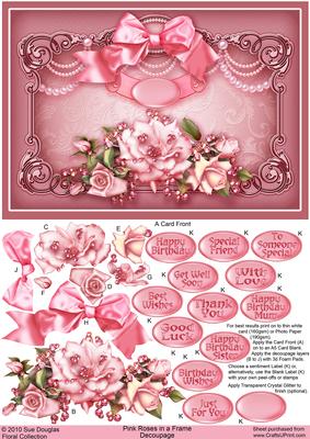 Pink Roses in a Frame Decoupage