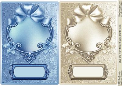Blue and Ivory Shiny Frame Card Fronts