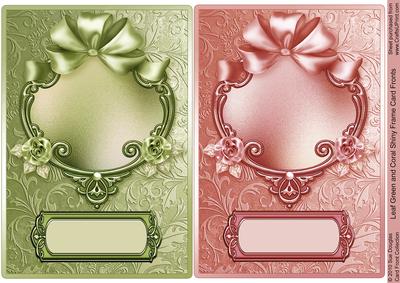 Leaf Green and Coral Shiny Frame Card Fronts