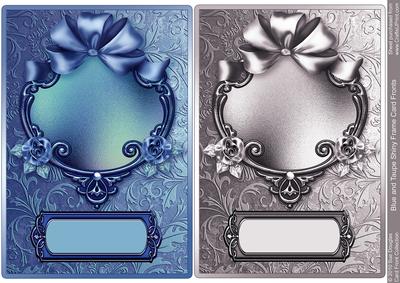Dark Blue and Taupe Shiny Frame Card Fronts