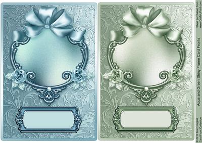 Aqua and Green Shiny Frame Card Fronts