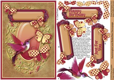 Hummingbird and Butterflies Decoupage