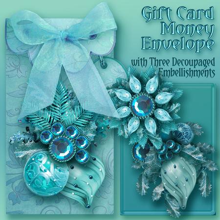 Christmas Baubles, Gift Envelope with 3 Choices of Decoupage
