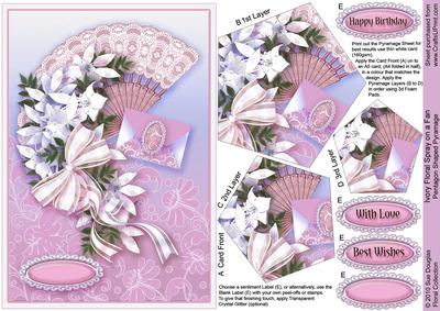 Ivory Floral Spray on a Fan Pentagon Pyramage