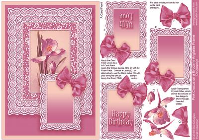 Pink Crocus in a Broderie Anglaise Frame Decoupage