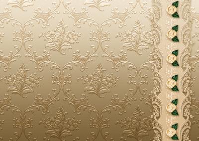 Gold Floral Spray Embossed with Floral Border