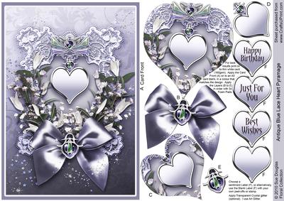 Antique Blue Lace Heart Pyramage