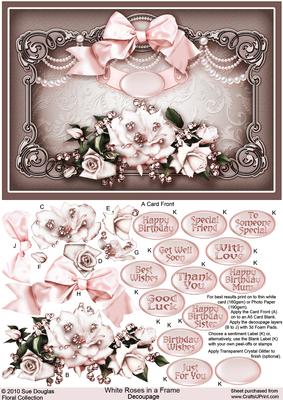 White Roses in a Frame Decoupage