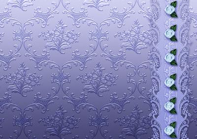 Purple Floral Spray Embossed with Floral Border
