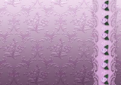 Pink Floral Spray Embossed with Floral Border