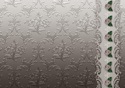 Chocolate Floral Spray Embossed with Floral Border