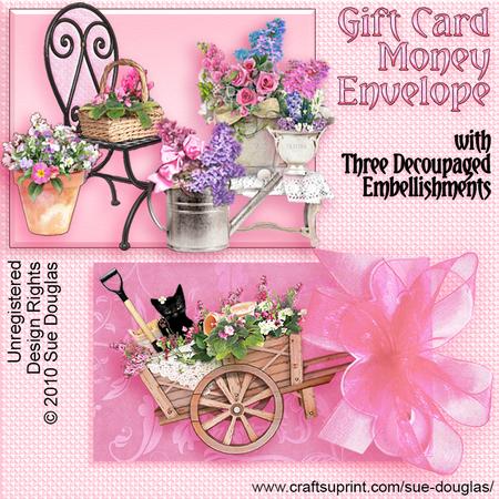 Summer Garden, Gift Envelope with 3 Choices of Decoupage