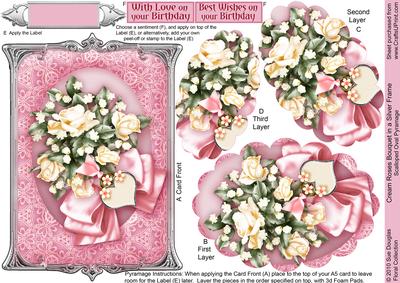 Cream Roses Bouquet in a Silver Frame Pyramage