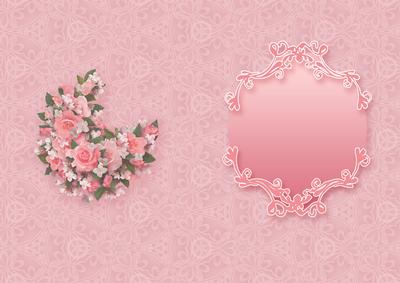 Crescent Bouquet of Pink Roses Matching A5 Insert