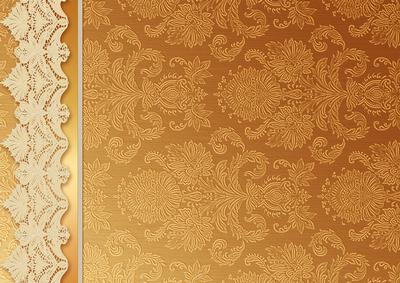 Gold Damask with Lace Matches with Cream Floral Envelope