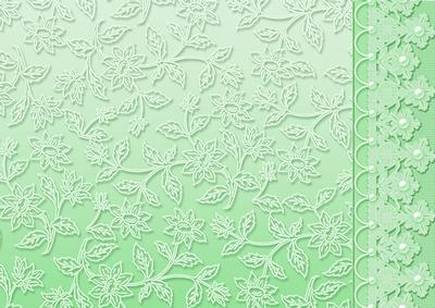 Green Floral Lace with Lace and Pearls Border