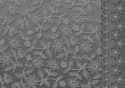 Charcoal Floral Lace with Lace and Pearls Border