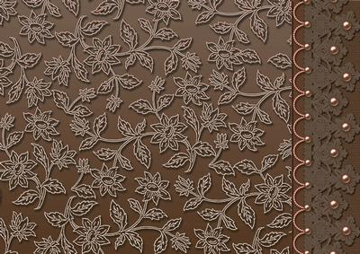 Brown Floral Lace with Lace and Pearls Border