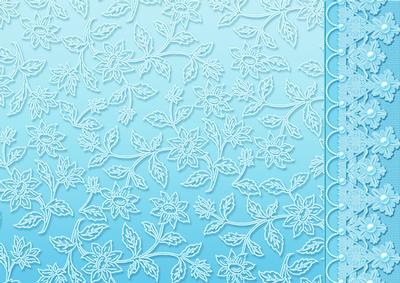 Aqua Floral Lace with Lace and Pearls Border