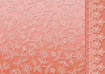 Peach Floral Lace with Lace and Pearls Border