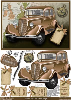 Classic Tan Car Decoupage, Birthday