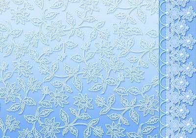 Sky Blue Floral Lace with Lace and Pearls Border