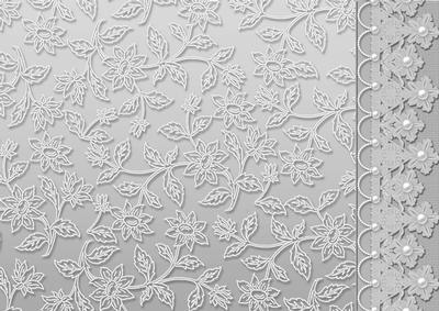 Silver Floral Lace with Lace and Pearls Border