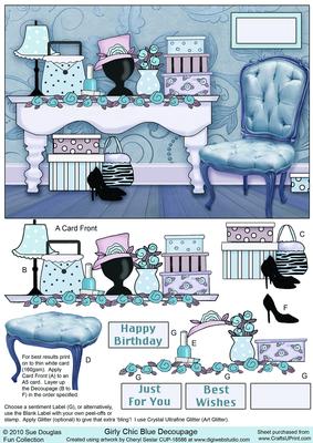 Girly Chic Blue Decoupage