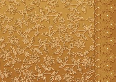 Gold Floral Lace with Lace and Pearls Border
