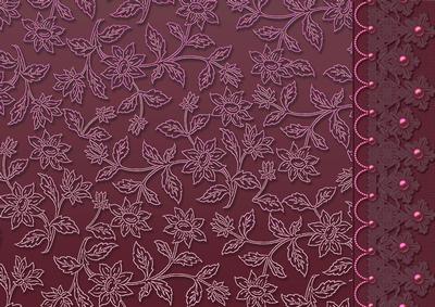 Mulberry Floral Lace with Lace and Pearls Border