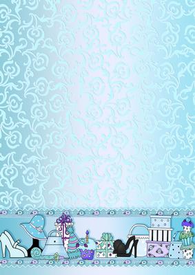 Aqua Girly Accessories Backing Paper