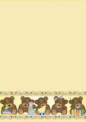 Lemon Baby Teddies Backing Paper
