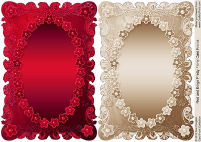 Red and Beige Pretty Floral Card Fronts