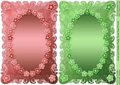 Coral and Green Pretty Floral Card Fronts