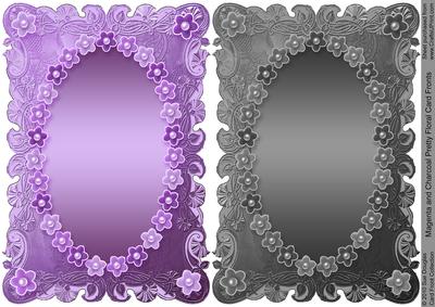 Magenta and Charcoal Pretty Floral Card Fronts