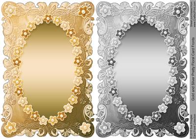 Gold and Silver Pretty Floral Card Fronts