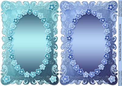 Teal and Blue Pretty Floral Card Fronts