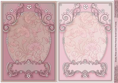 Dusky Rose and Pink Floral Scroll Card Fronts
