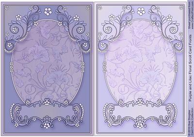 Purple and Lilac Floral Scroll Card Fronts